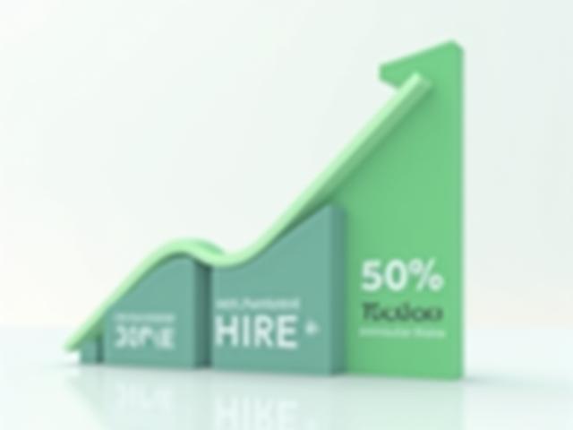 Diagramm zeigt eine deutliche Reduzierung der Time-to-Hire, mit Pfeilen nach unten und positiven Trendlinien.